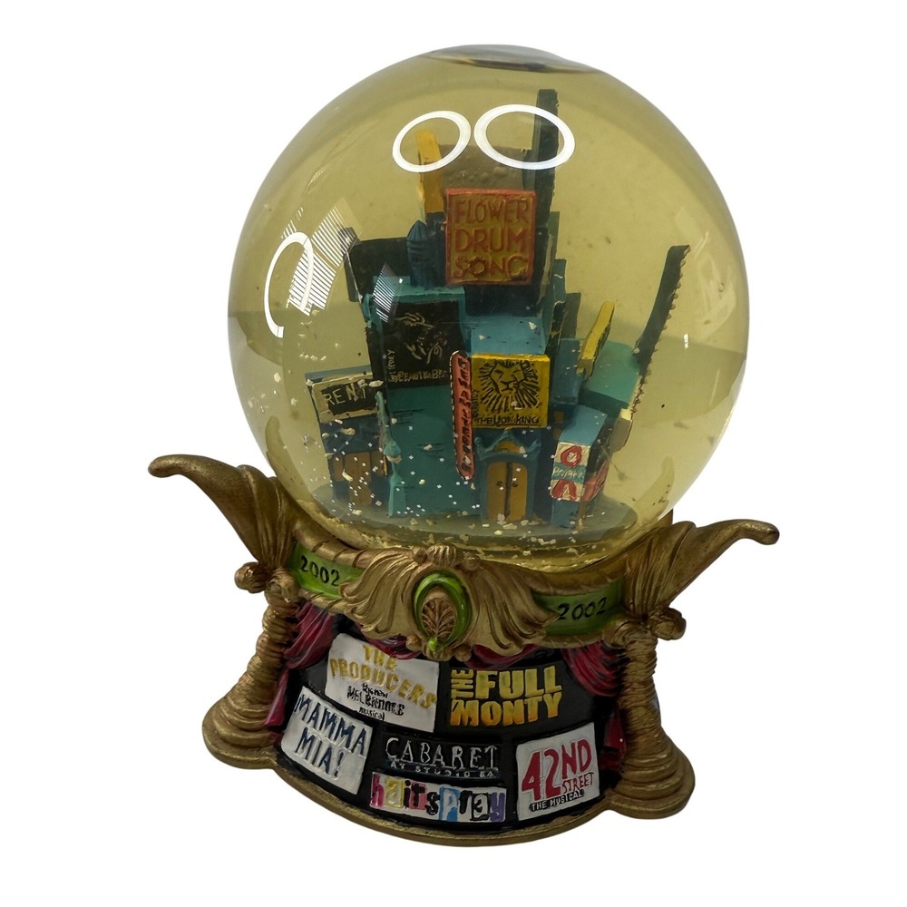 Broadway 2002 Musical Snow Globe Lion King Chicago Rent Mamma Mia Theater Decor